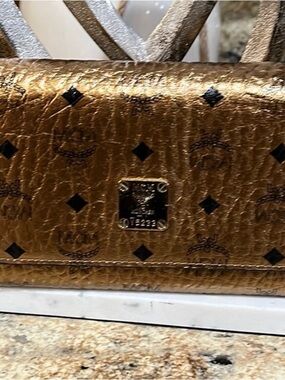 MCM  Metallic Gold Leather Wallet